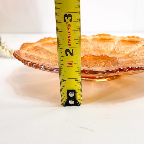 Fenton RARE Persian Medallion Electric Marigold Iridescent Carnival Glass Plate - Picture 6 of 7